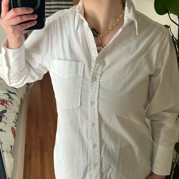 Rachel Zoe white button up shirt tunic 3/4 sleeves XS - Picture 4 of 7